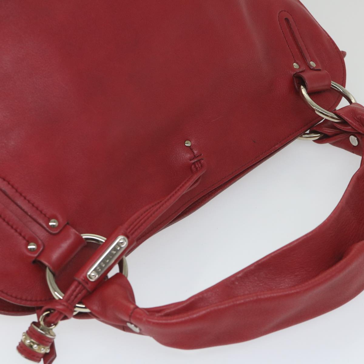 CELINE Shoulder Bag Leather Red Auth 58409