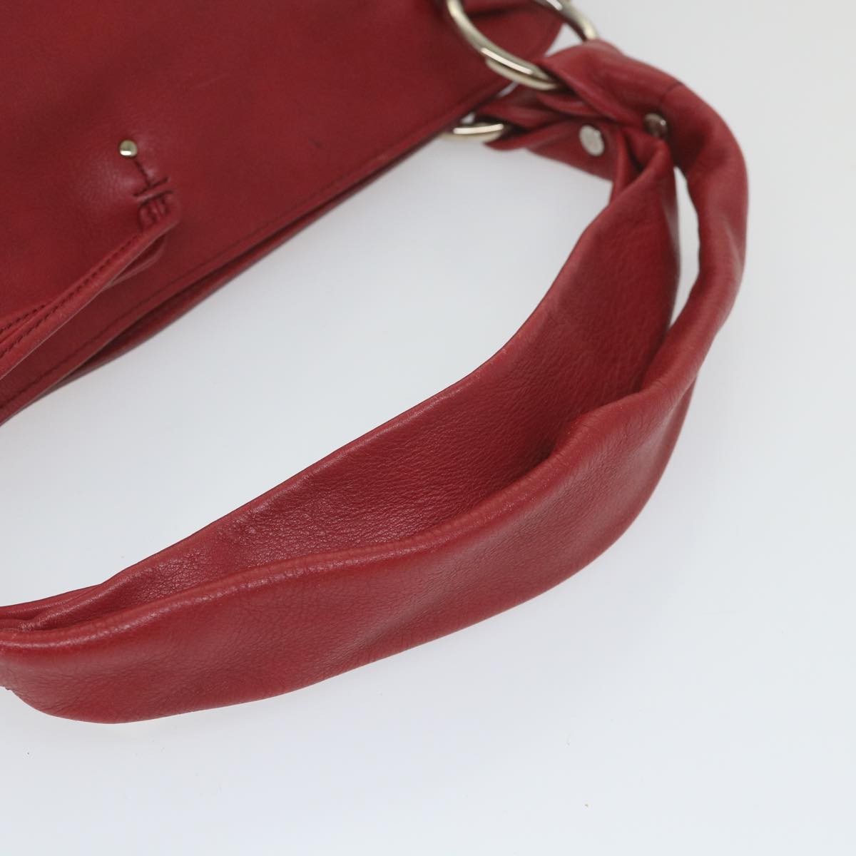 CELINE Shoulder Bag Leather Red Auth 58409