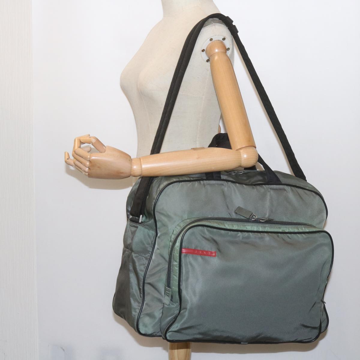 PRADA Sports Boston Bag Nylon 2way Green Auth 58422