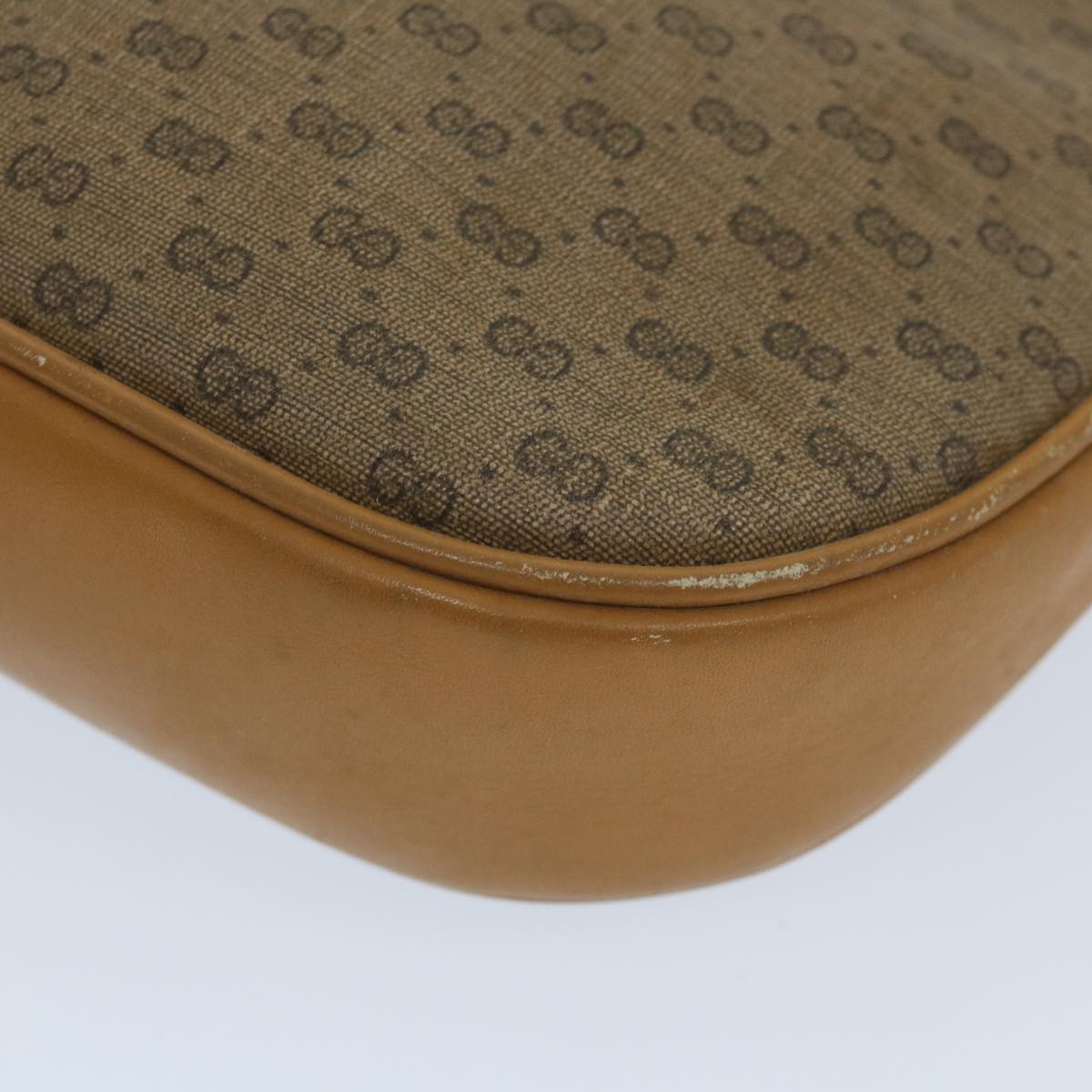 GUCCI Micro GG Canvas Shoulder Bag PVC Leather Beige Auth 58442