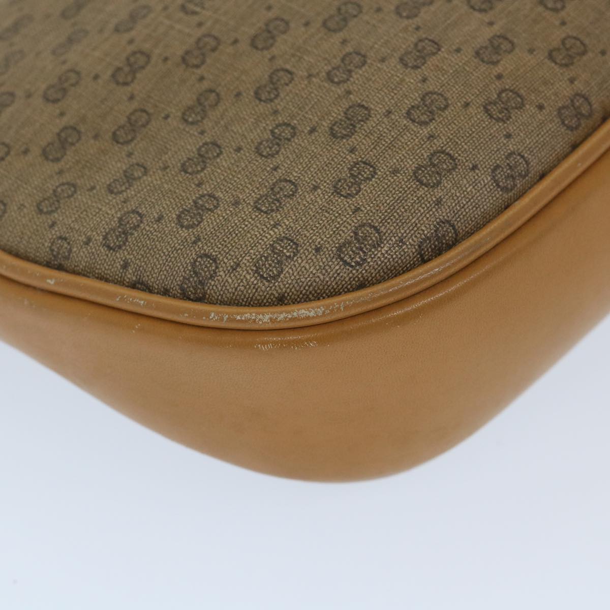 GUCCI Micro GG Canvas Shoulder Bag PVC Leather Beige Auth 58442