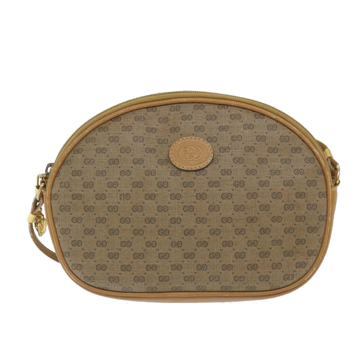 GUCCI Micro GG Canvas Shoulder Bag PVC Leather Beige Auth 58442