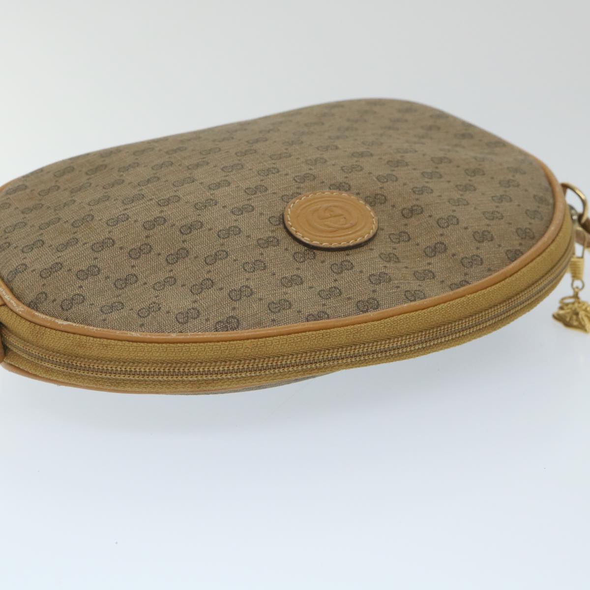 GUCCI Micro GG Canvas Shoulder Bag PVC Leather Beige Auth 58442