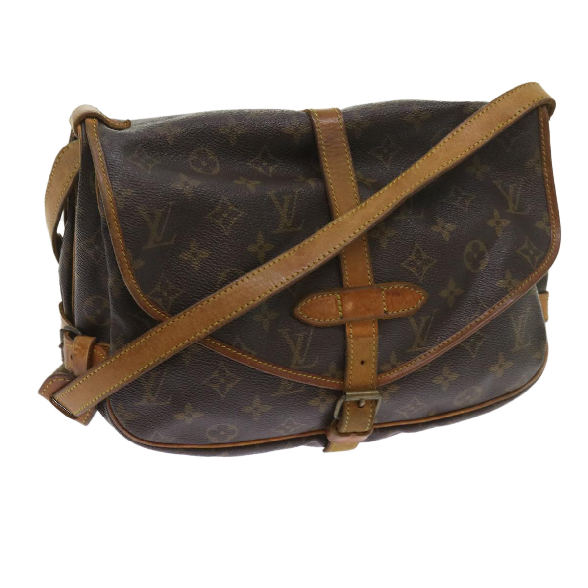 LOUIS VUITTON Monogram Saumur 30 Shoulder Bag M42256 LV Auth 58478