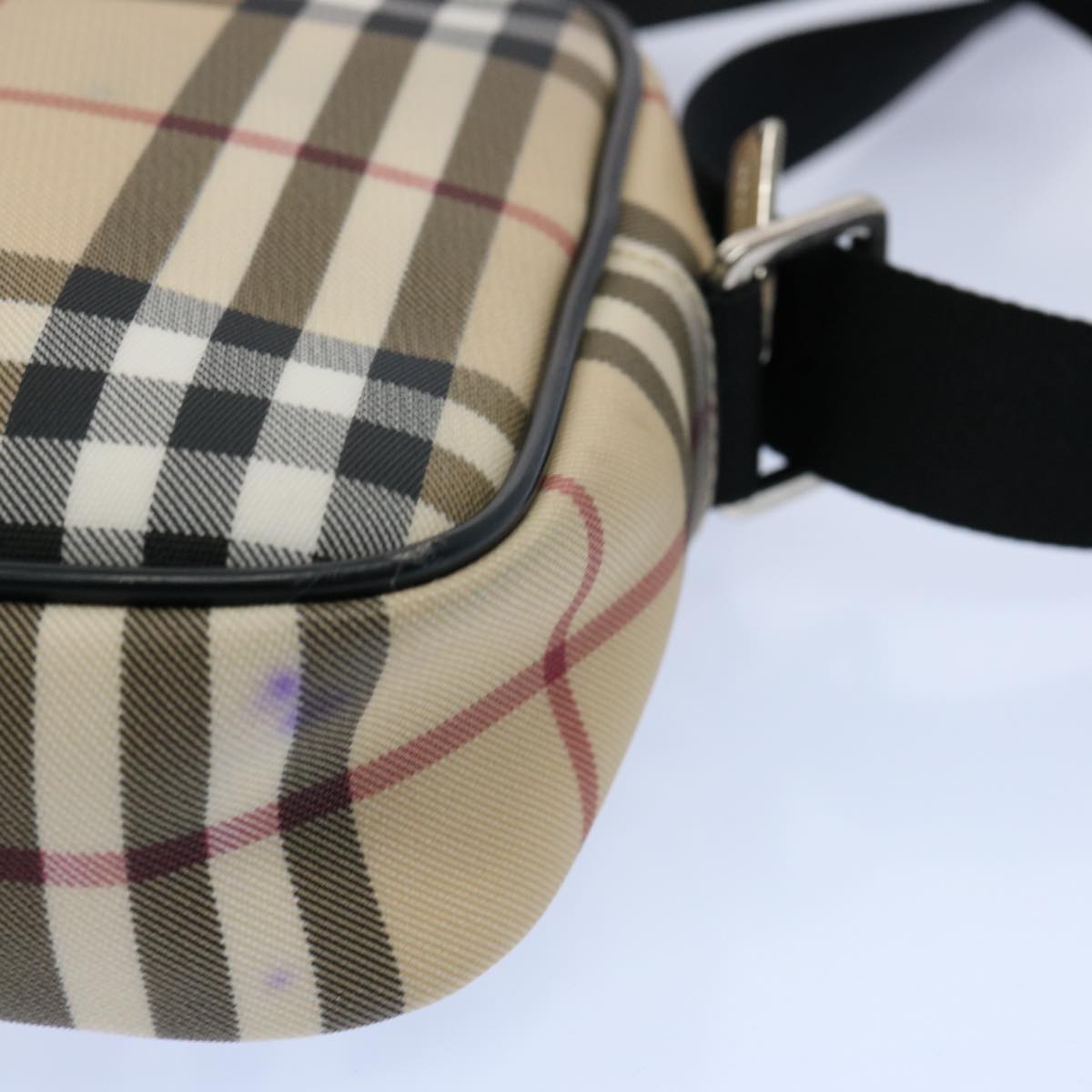 BURBERRY Nova Check Shoulder Bag PVC Beige Black Auth 58498