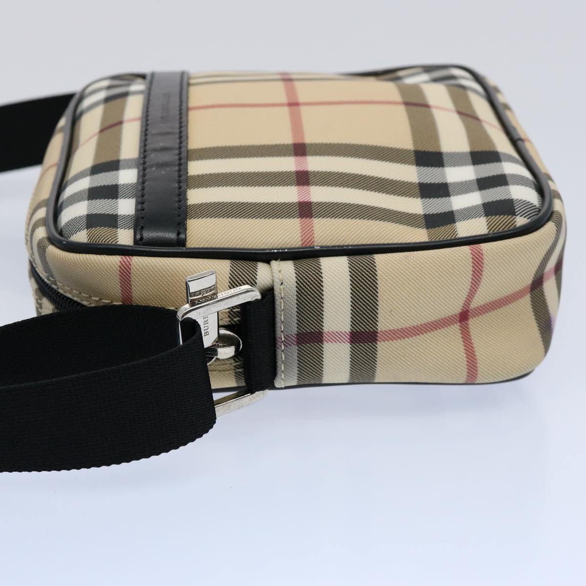 BURBERRY Nova Check Shoulder Bag PVC Beige Black Auth 58498