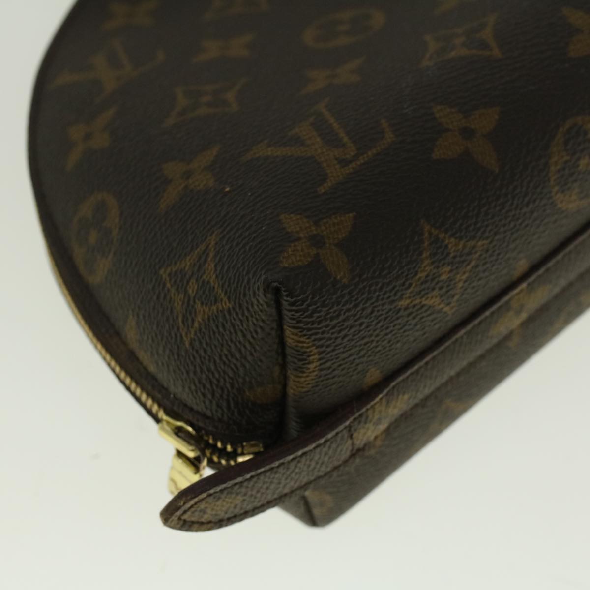 LOUIS VUITTON Monogram Trousse Demi Ronde Cosmetic Pouch M47520 LV Auth 58506