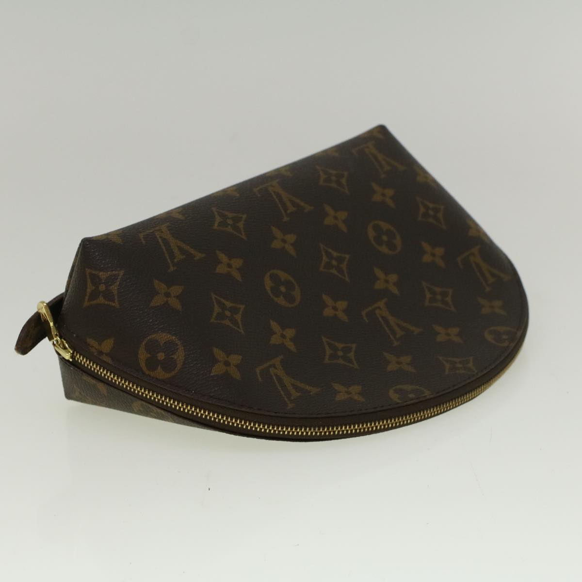 LOUIS VUITTON Monogram Trousse Demi Ronde Cosmetic Pouch M47520 LV Auth 58506