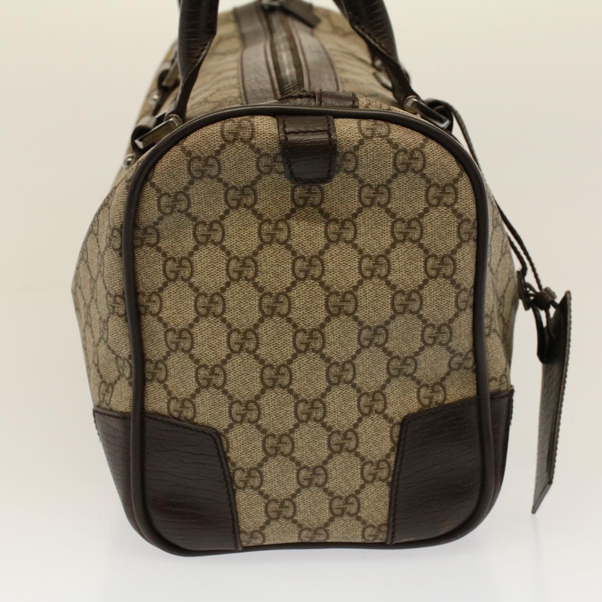 GUCCI GG Canvas Web Sherry Line Boston Bag PVC Leather Beige 145957 Auth 58555