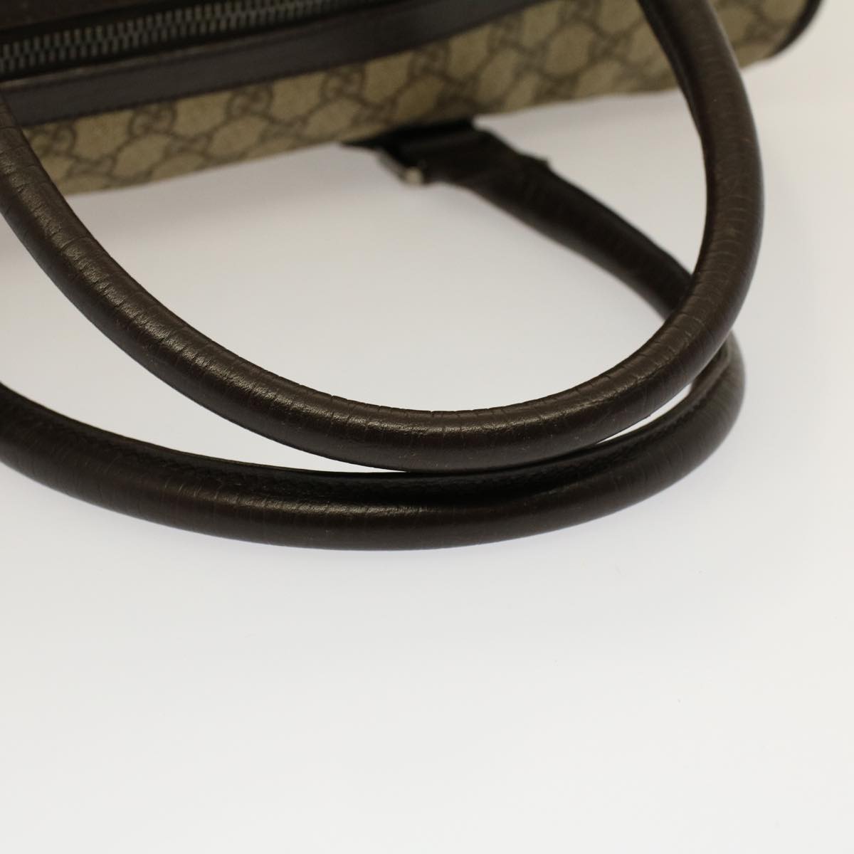 GUCCI GG Canvas Web Sherry Line Boston Bag PVC Leather Beige 145957 Auth 58555