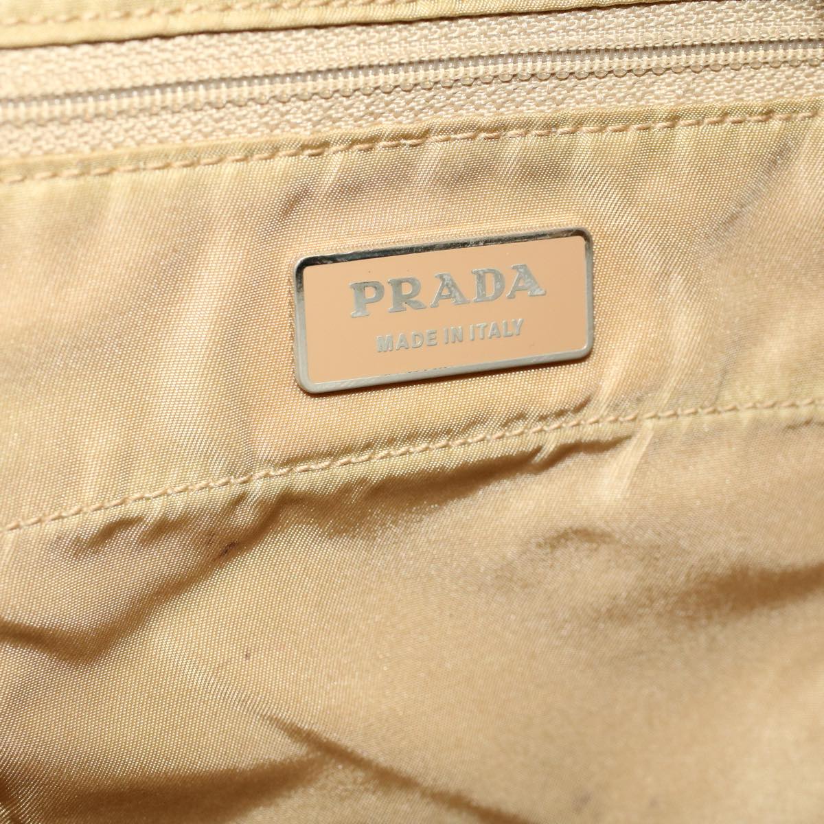 PRADA Hand Bag Nylon Beige Auth 58570