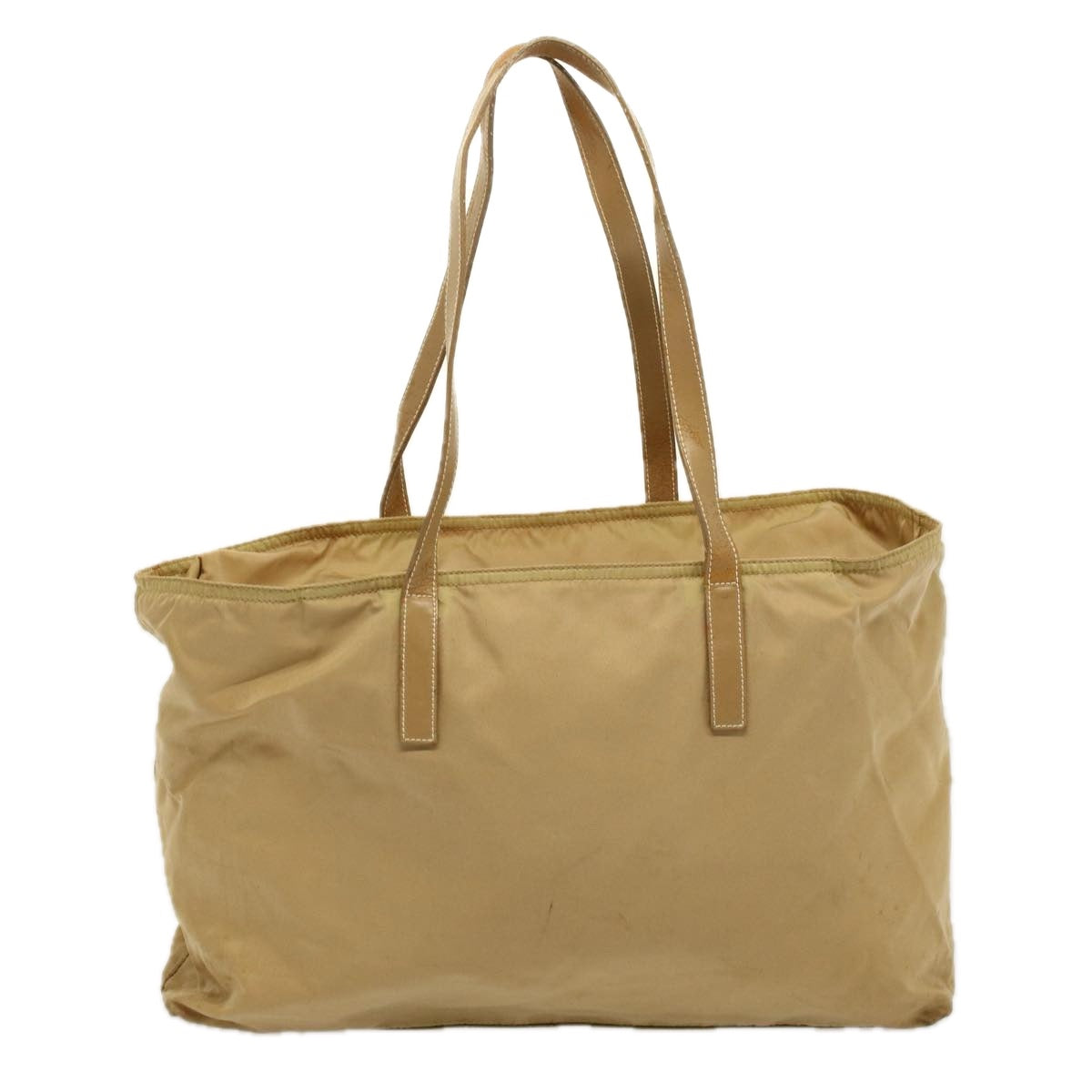 PRADA Hand Bag Nylon Beige Auth 58570