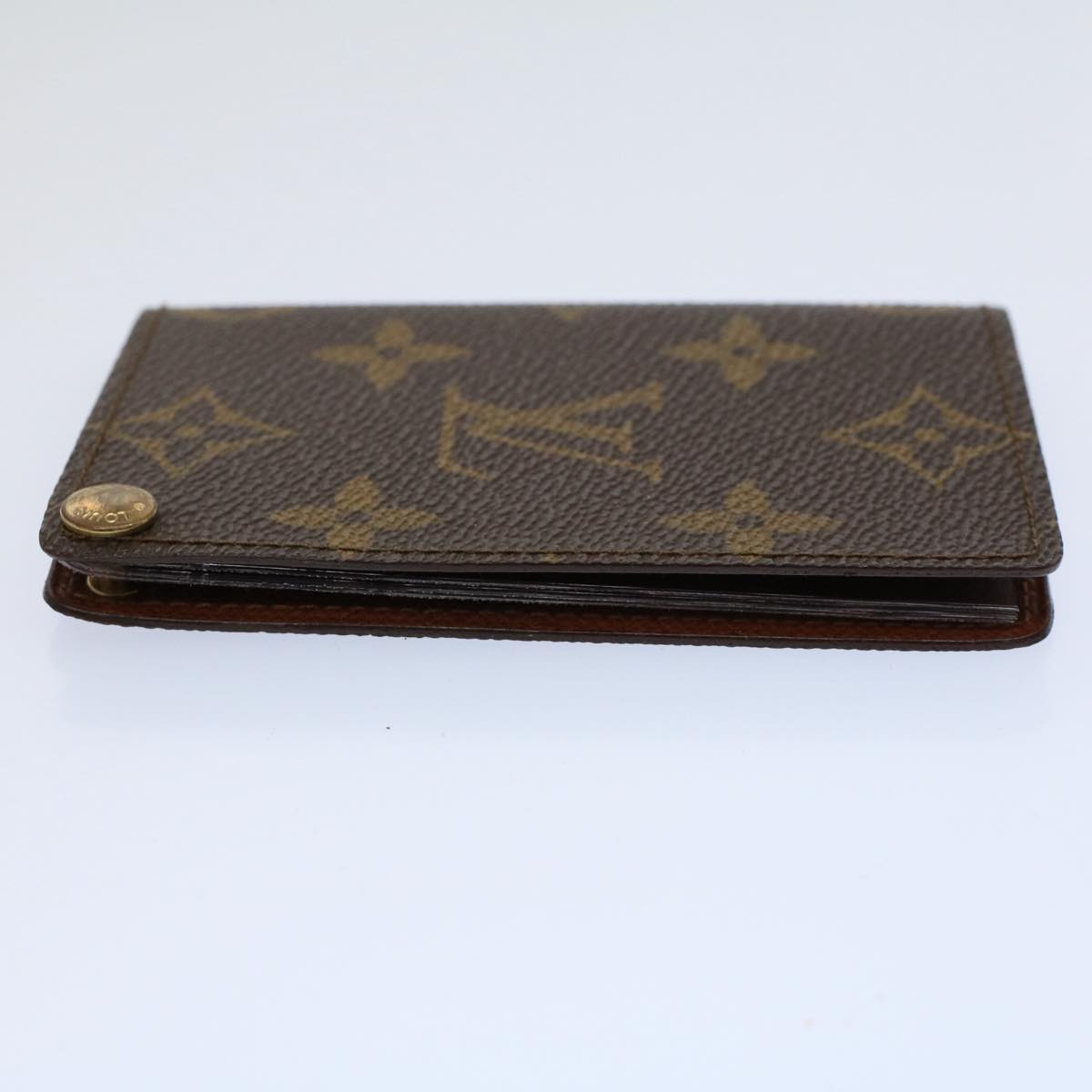 LOUIS VUITTON Monogram Porte Cartes Credit Pression Card Case M60937 Auth 58575