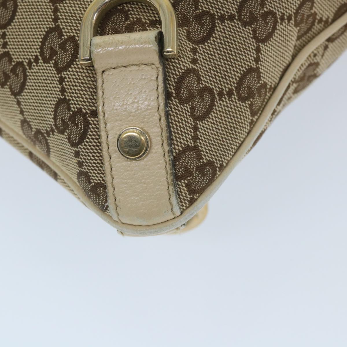 GUCCI GG Canvas Shoulder Bag Beige White 13126 Auth 58612