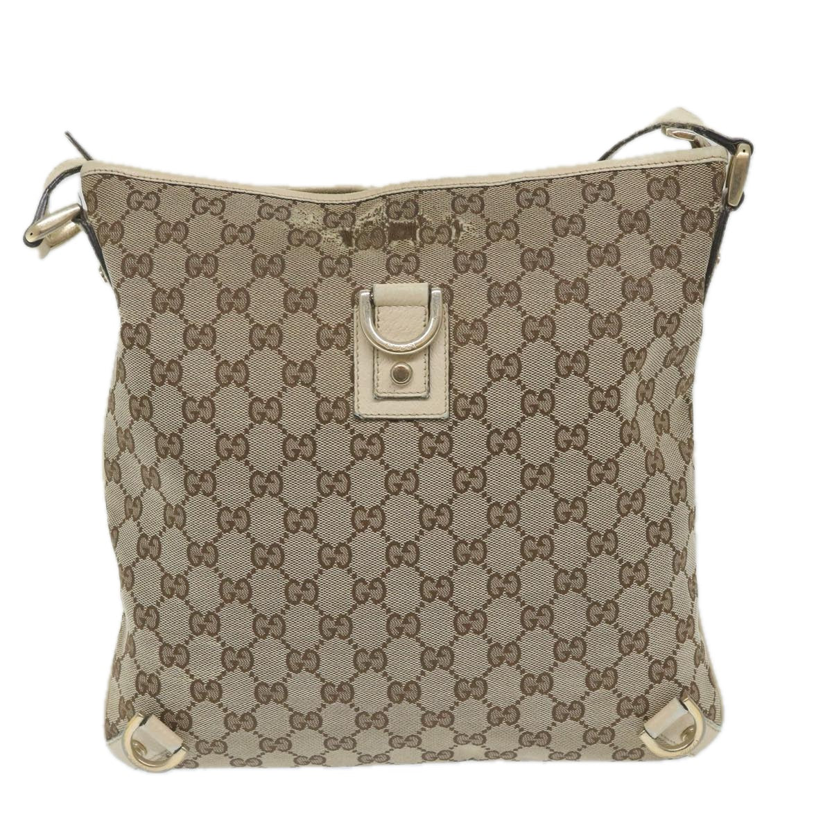 GUCCI GG Canvas Shoulder Bag Beige White 13126 Auth 58612