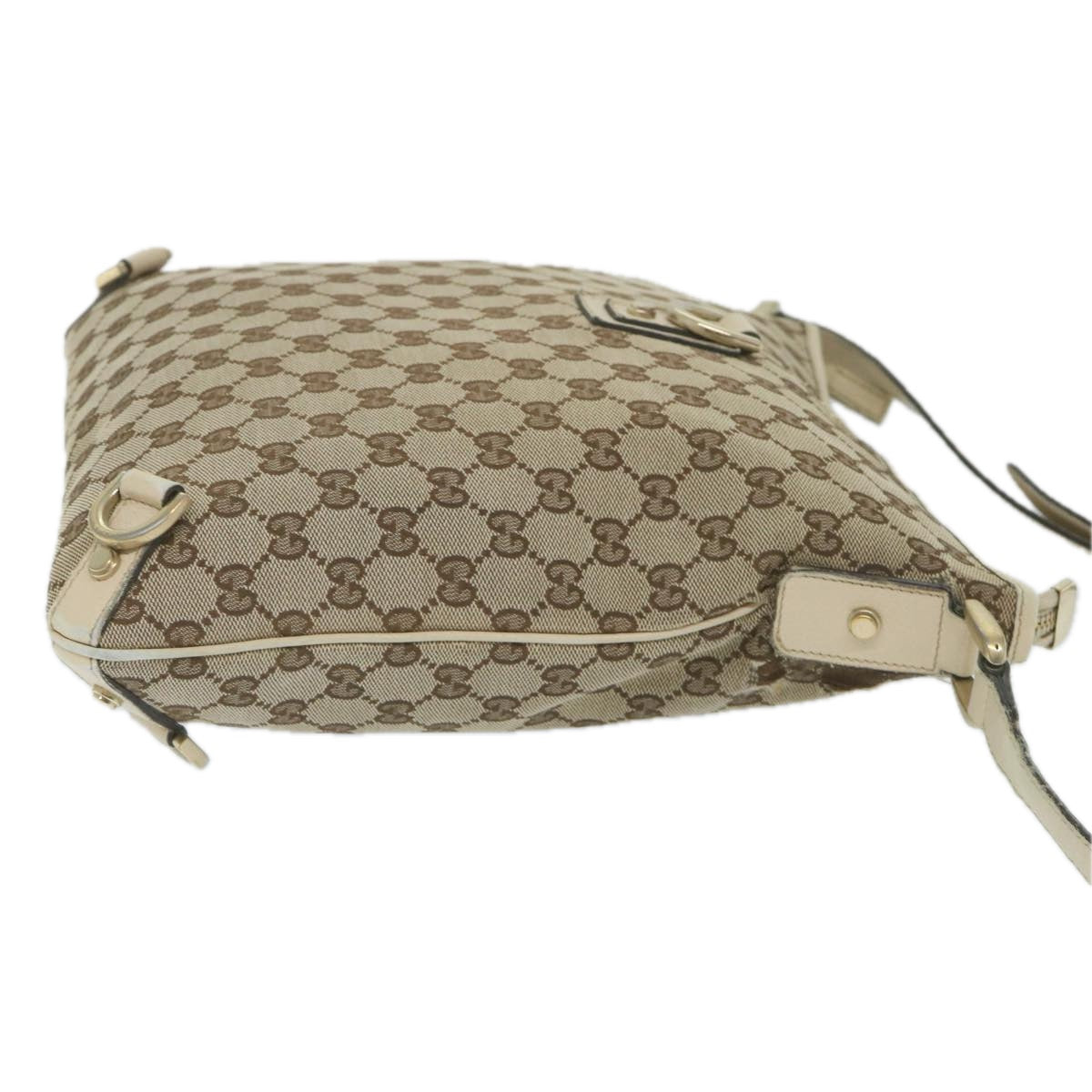 GUCCI GG Canvas Shoulder Bag Beige White 13126 Auth 58612