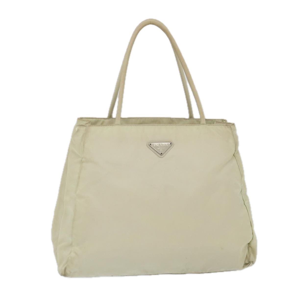 PRADA Hand Bag Nylon Beige Auth 58619