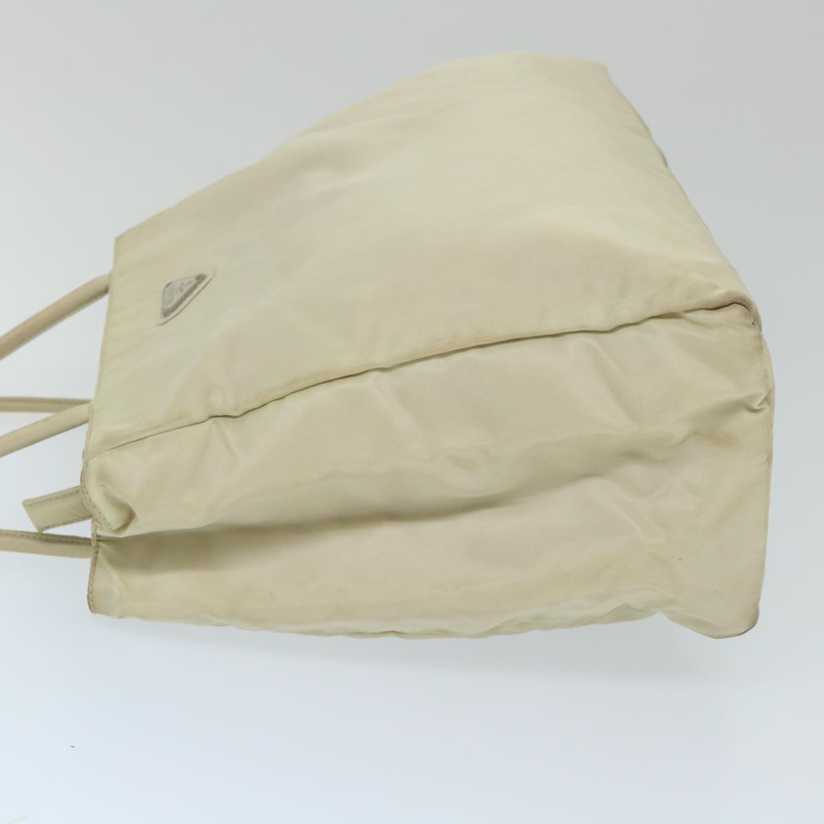 PRADA Hand Bag Nylon Beige Auth 58619