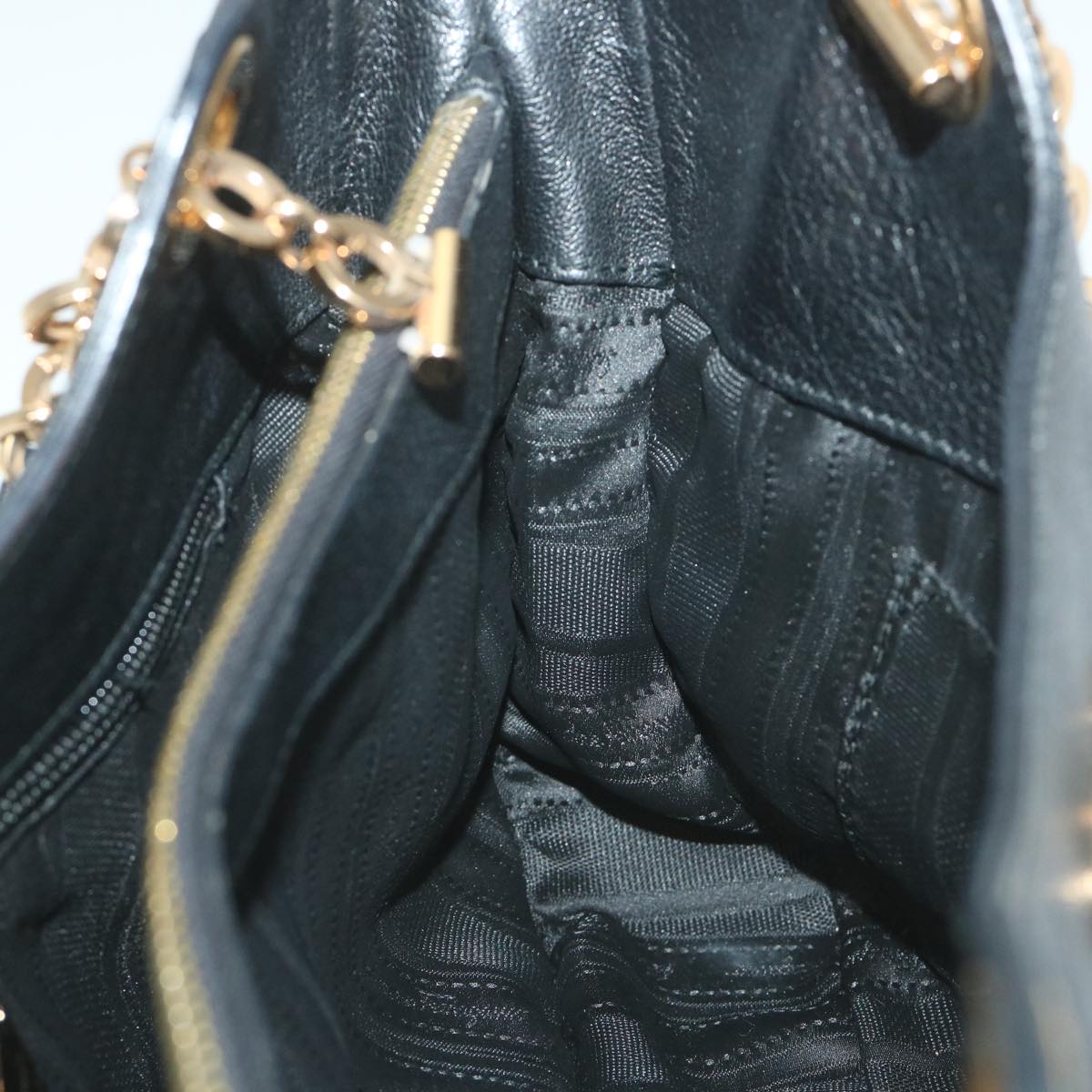 Salvatore Ferragamo Gancini Chain Tote Bag Leather Black Auth 58636