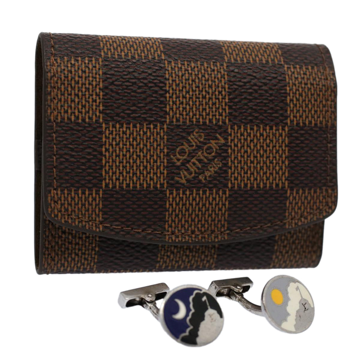 LOUIS VUITTON Damier Ebene Cuff Case Cuffs M64600 LV Auth 58692