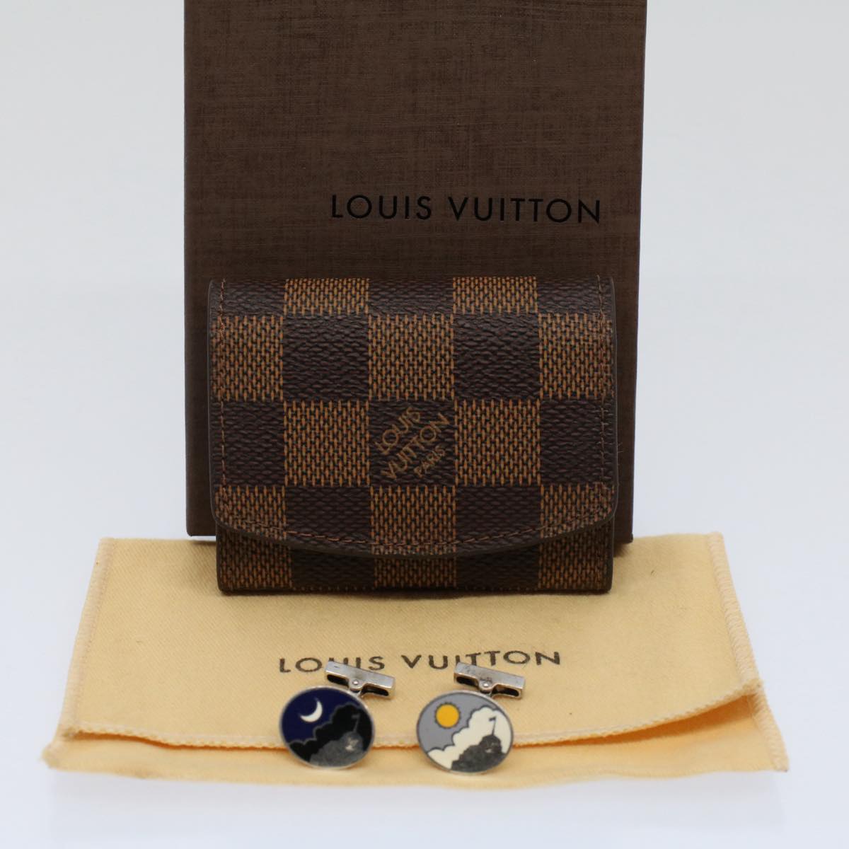 LOUIS VUITTON Damier Ebene Cuff Case Cuffs M64600 LV Auth 58692