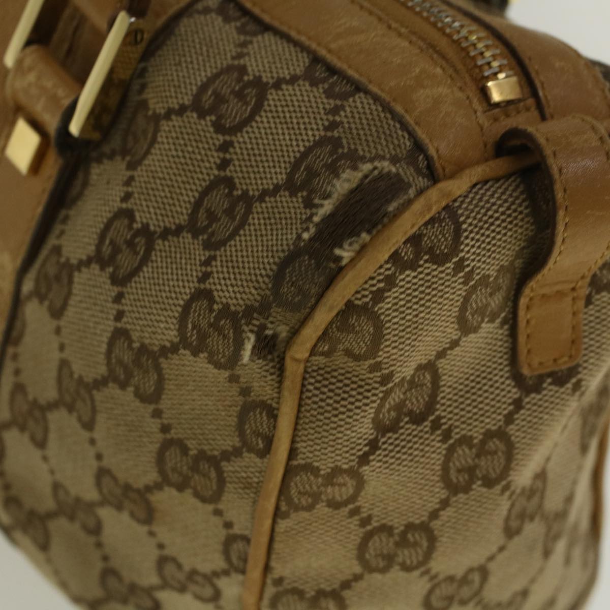 GUCCI GG Canvas Sherry Line Hand Bag Beige Brown Red 000 0851 002122 Auth 58695