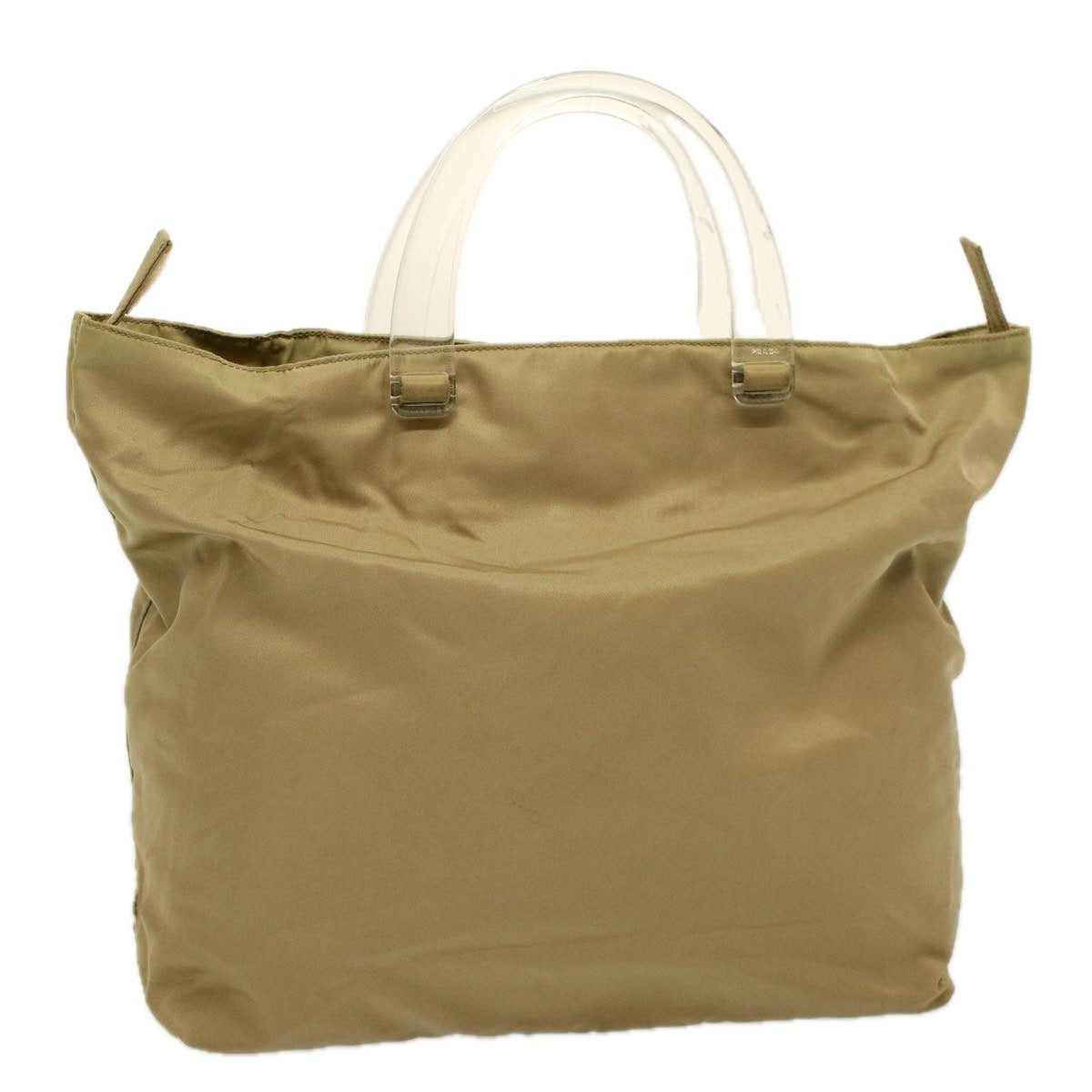 PRADA Hand Bag Nylon Beige Auth 58773