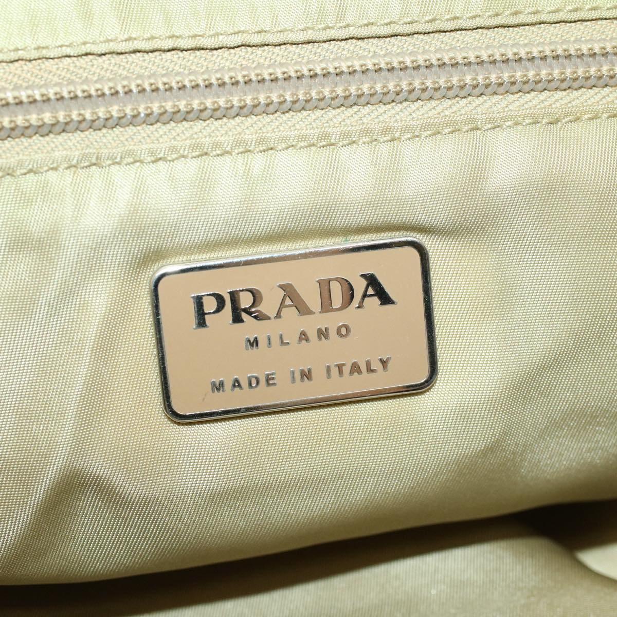 PRADA Hand Bag Nylon Beige Auth 58773