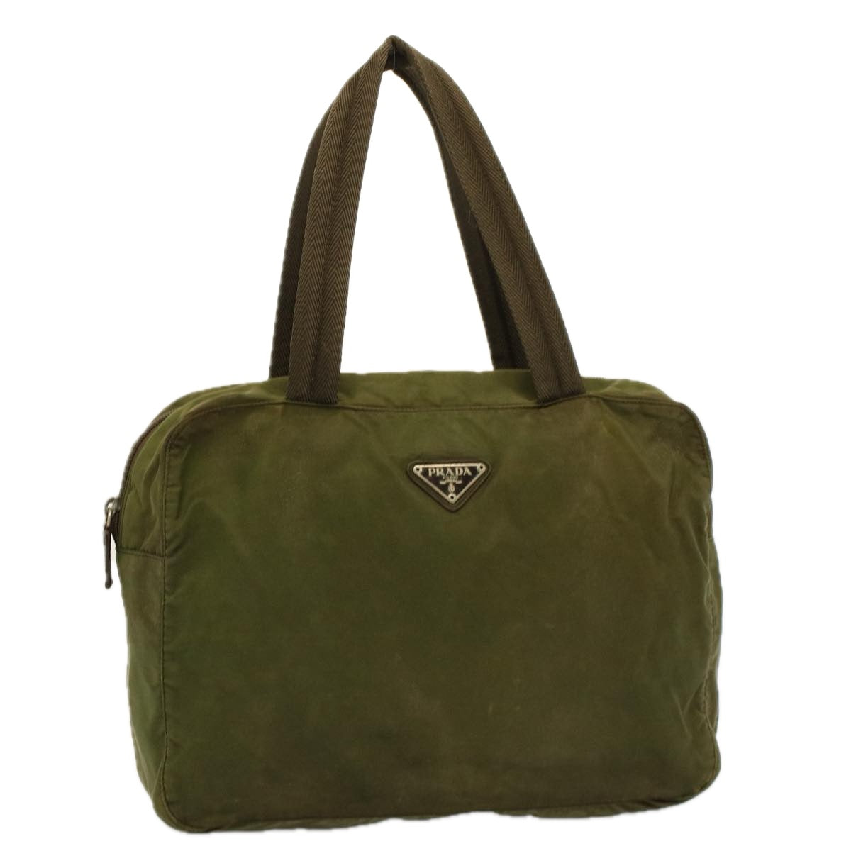 PRADA Hand Bag Nylon Khaki Auth 58781