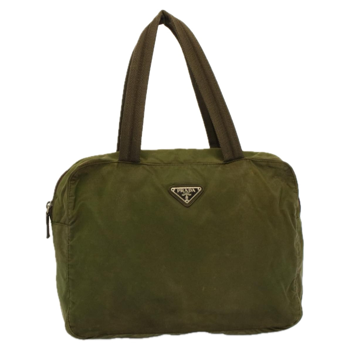 PRADA Hand Bag Nylon Khaki Auth 58781