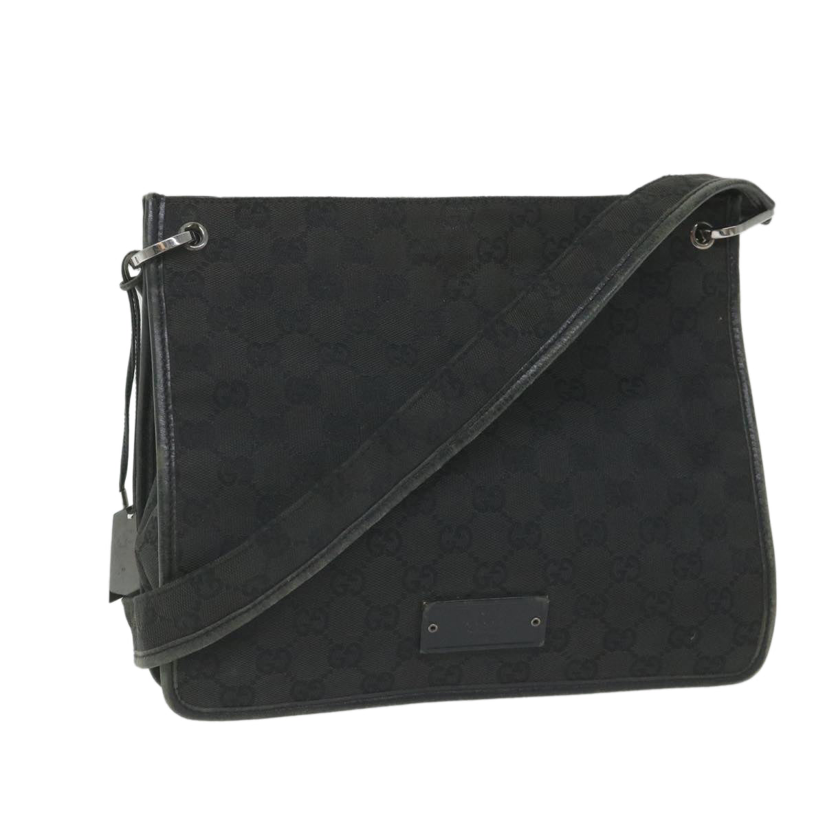 GUCCI GG Canvas Shoulder Bag Black 91762 Auth 58786