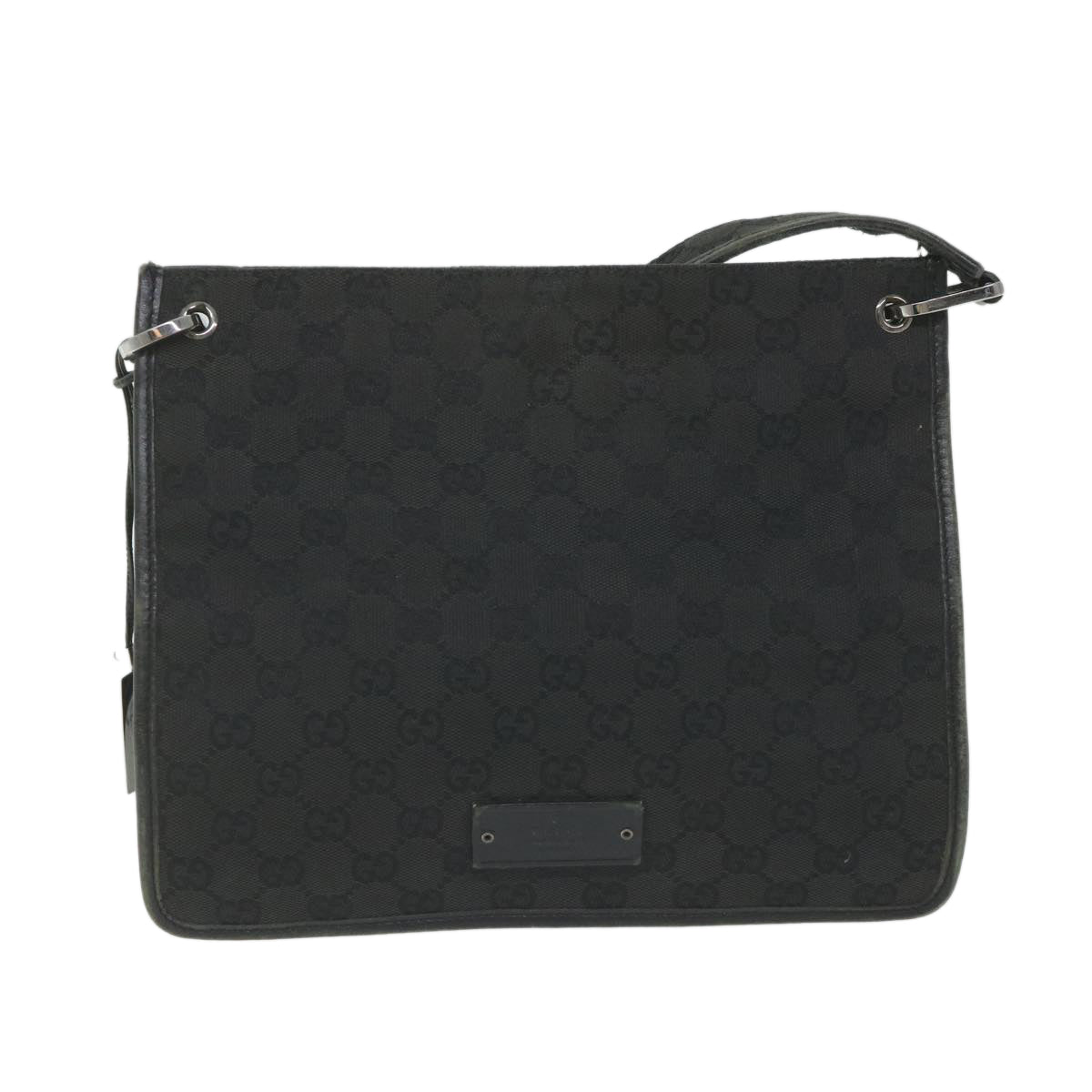 GUCCI GG Canvas Shoulder Bag Black 91762 Auth 58786