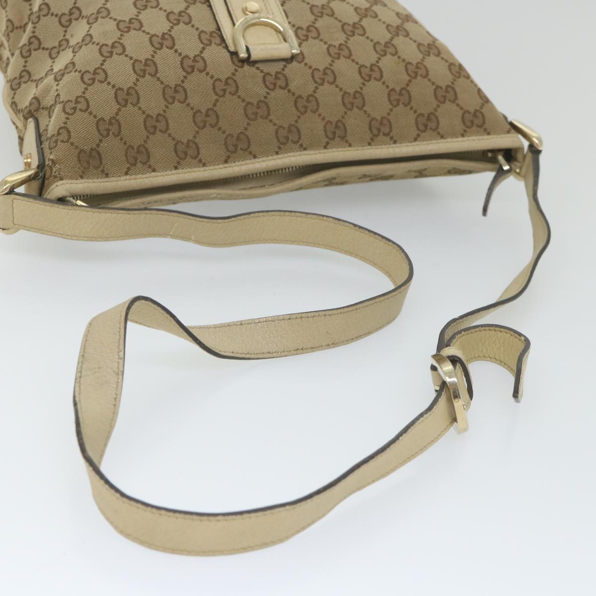 GUCCI GG Canvas Shoulder Bag Beige 131326 Auth 58790