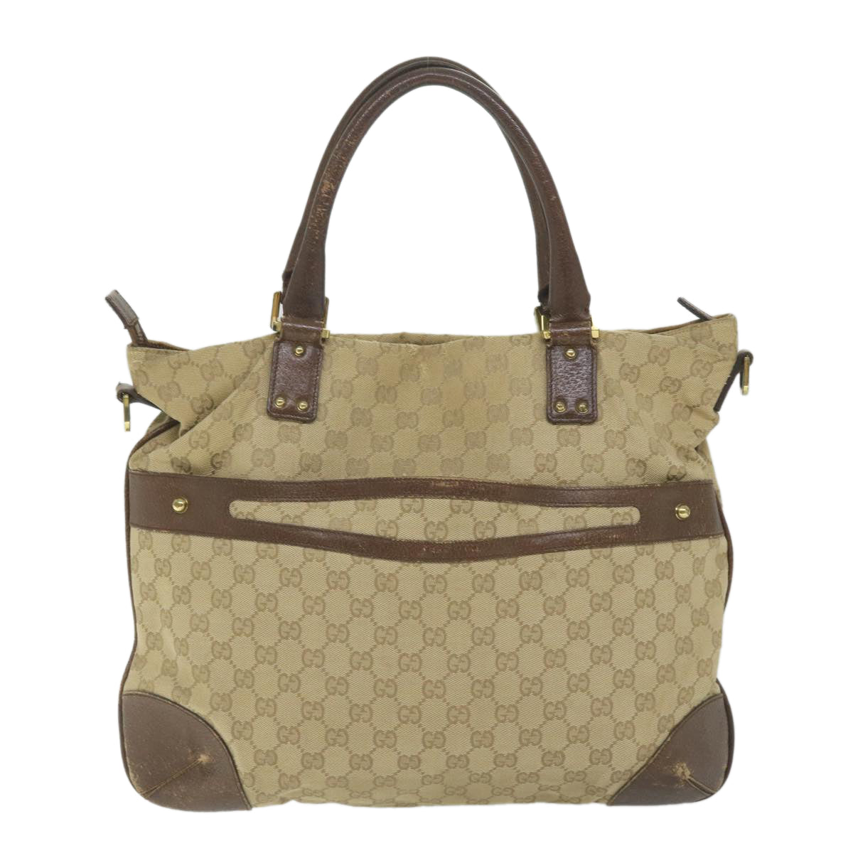 GUCCI GG Canvas Tote Bag 2way Beige 115525 203989 Auth 58799