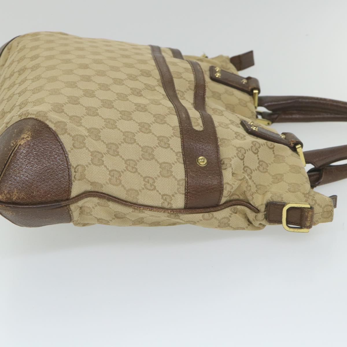 GUCCI GG Canvas Tote Bag 2way Beige 115525 203989 Auth 58799