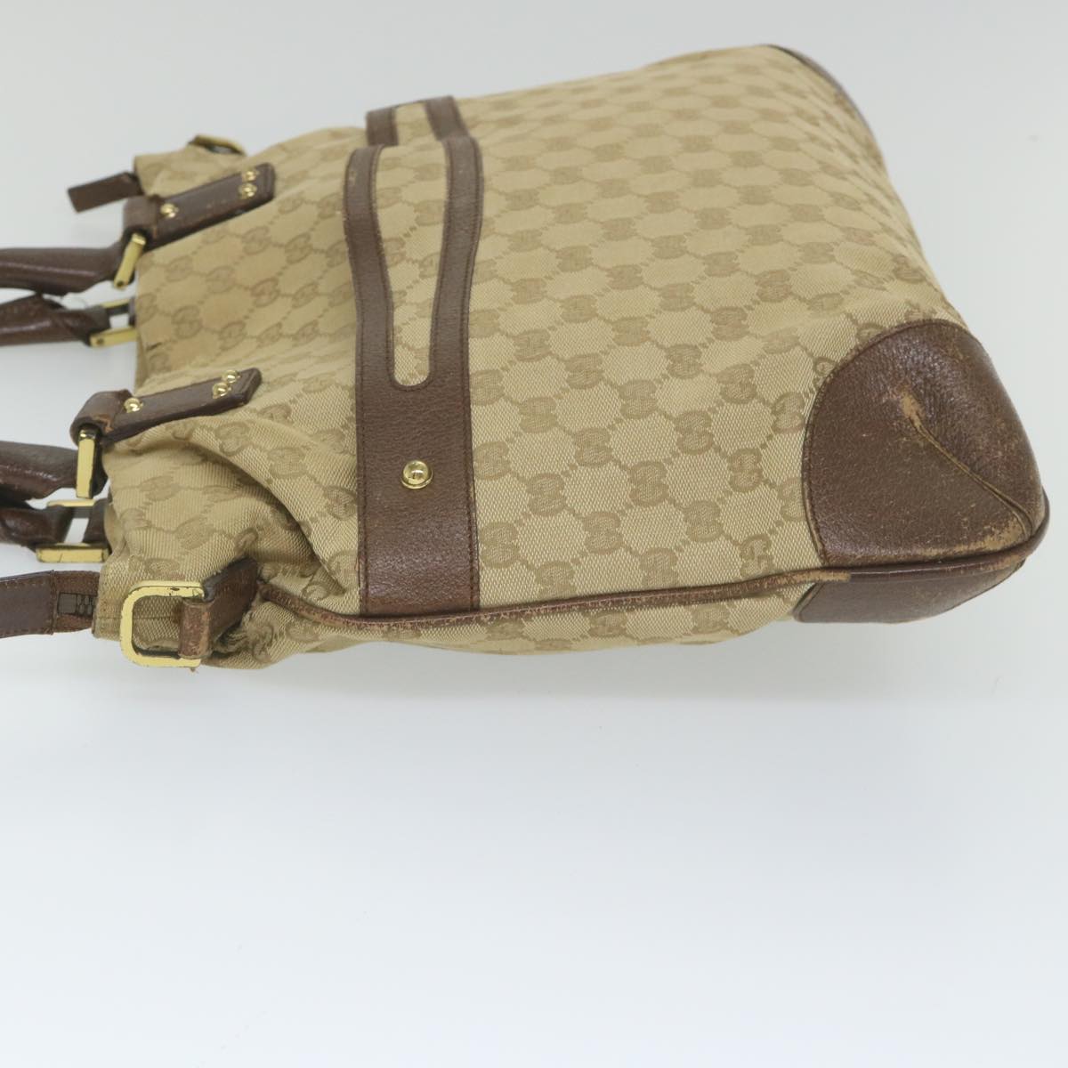 GUCCI GG Canvas Tote Bag 2way Beige 115525 203989 Auth 58799