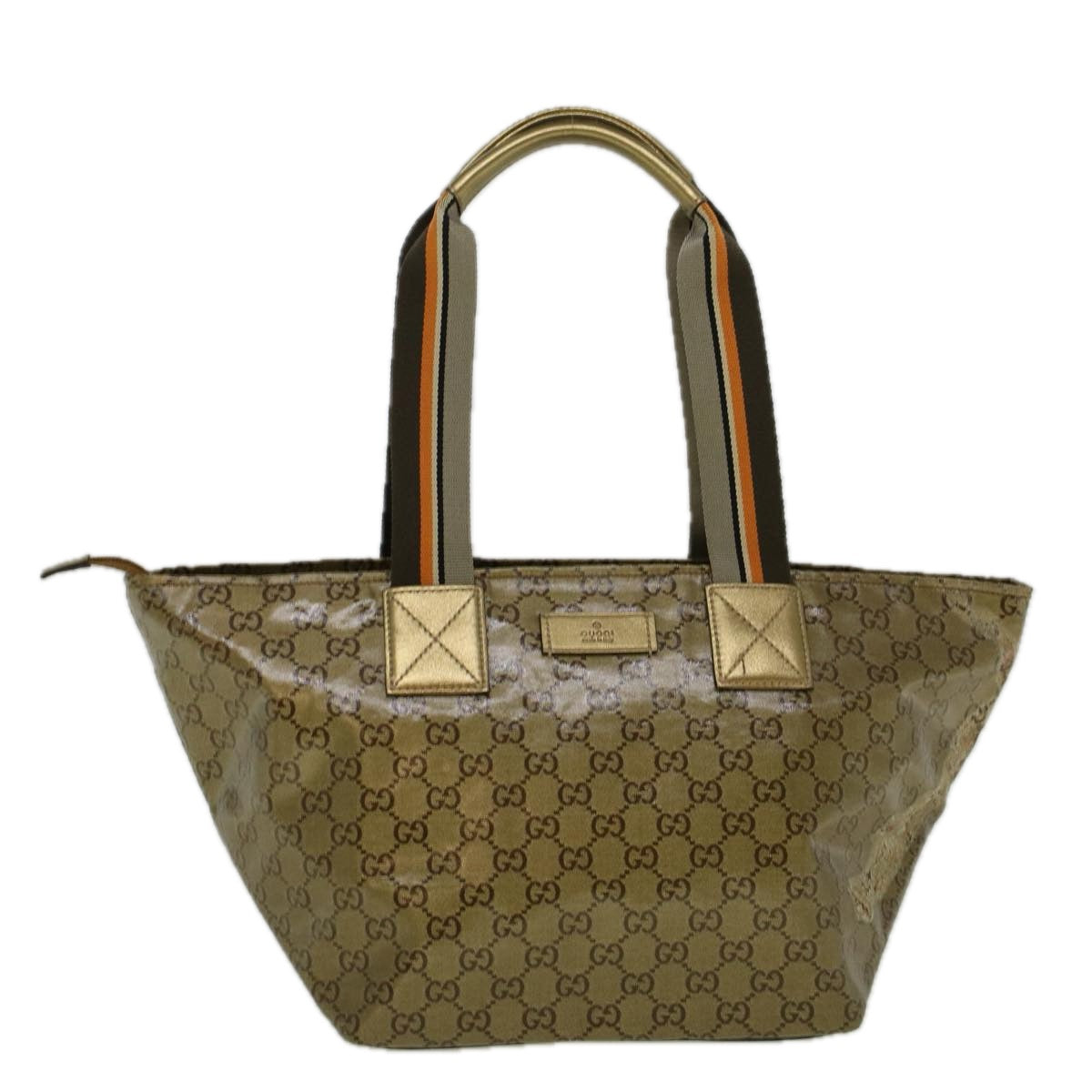 GUCCI GG Crystal Canvas Sherry Line Tote Bag Coated Canvas Gold Auth 58809