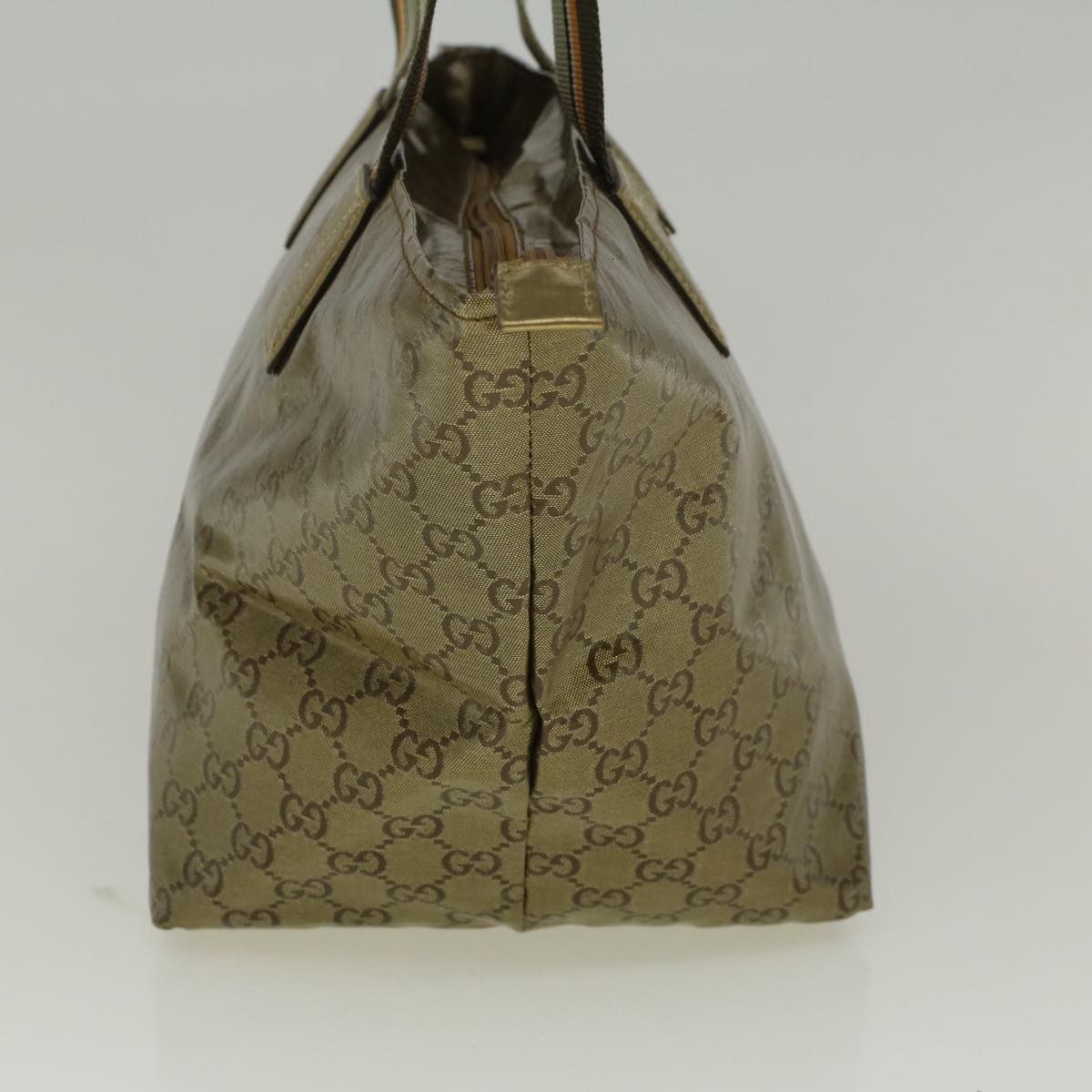 GUCCI GG Crystal Canvas Sherry Line Tote Bag Coated Canvas Gold Auth 58809