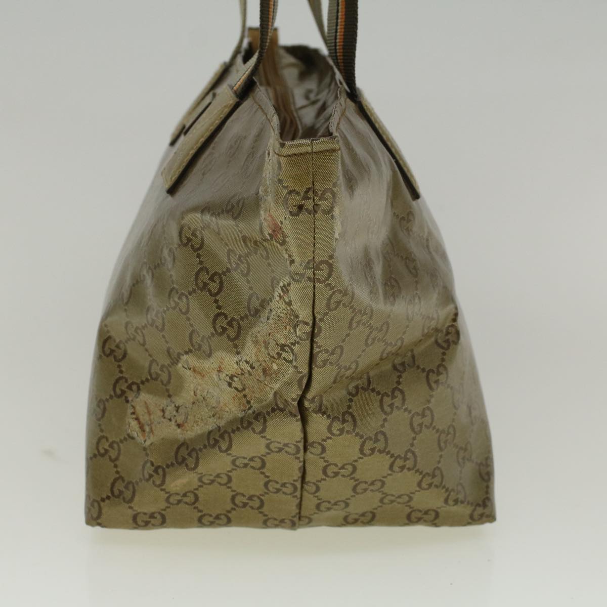 GUCCI GG Crystal Canvas Sherry Line Tote Bag Coated Canvas Gold Auth 58809