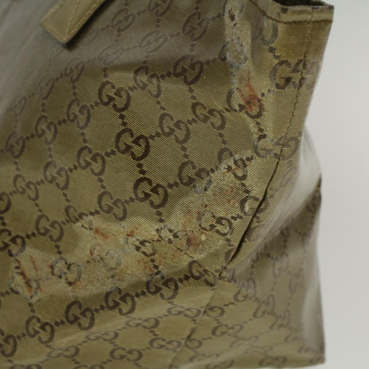 GUCCI GG Crystal Canvas Sherry Line Tote Bag Coated Canvas Gold Auth 58809