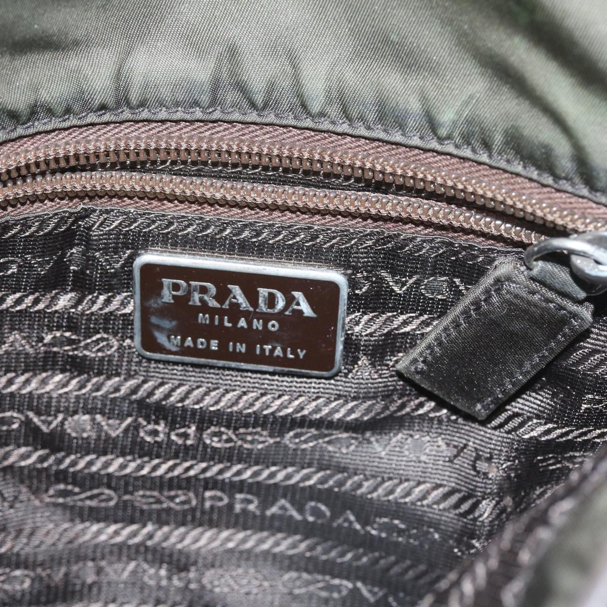 PRADA Shoulder Bag Nylon Khaki Auth 58829