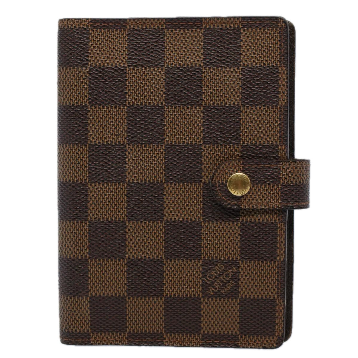 LOUIS VUITTON Damier Ebene Agenda PM Day Planner Cover R20700 LV Auth 58840