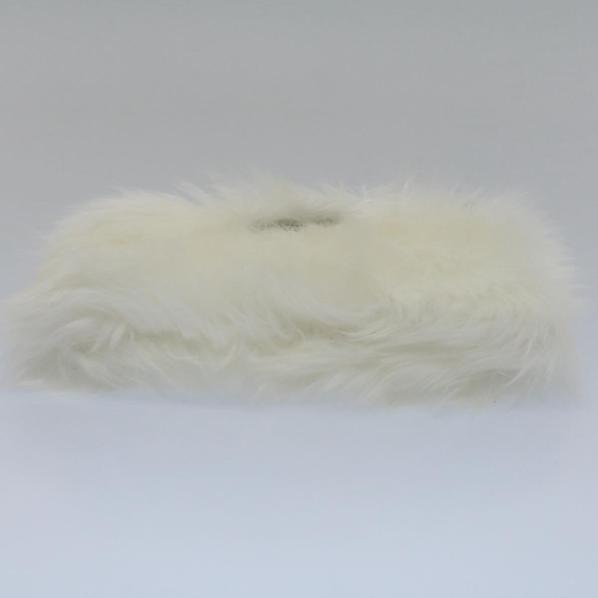 PRADA Clutch Bag Fur White Auth 58971