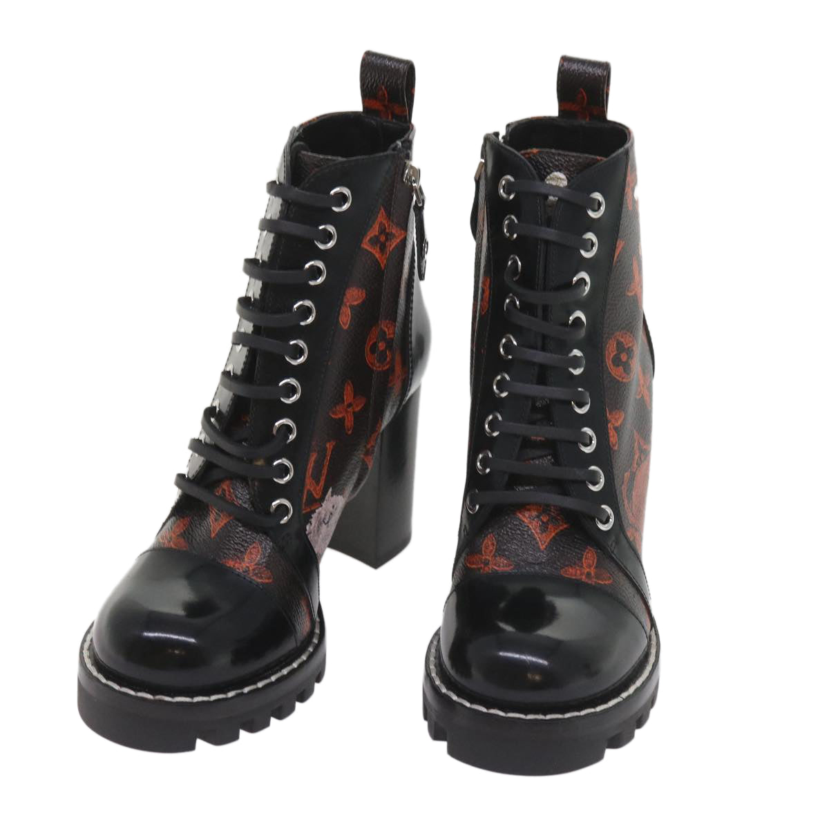 LOUIS VUITTON Catgram Star Trail Line Boots Shoes 35 Black LV Auth 58981A