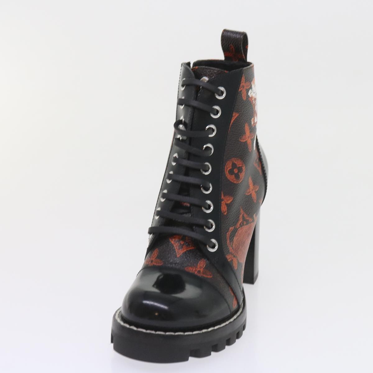 LOUIS VUITTON Catgram Star Trail Line Boots Shoes 35 Black LV Auth 58981A