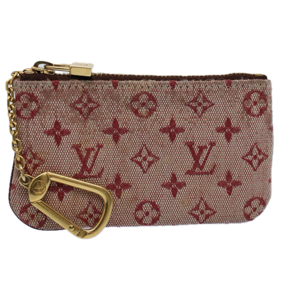 LOUIS VUITTON Monogram Mini Pochette Cles Coin Purse Red M92238 LV Auth 58988