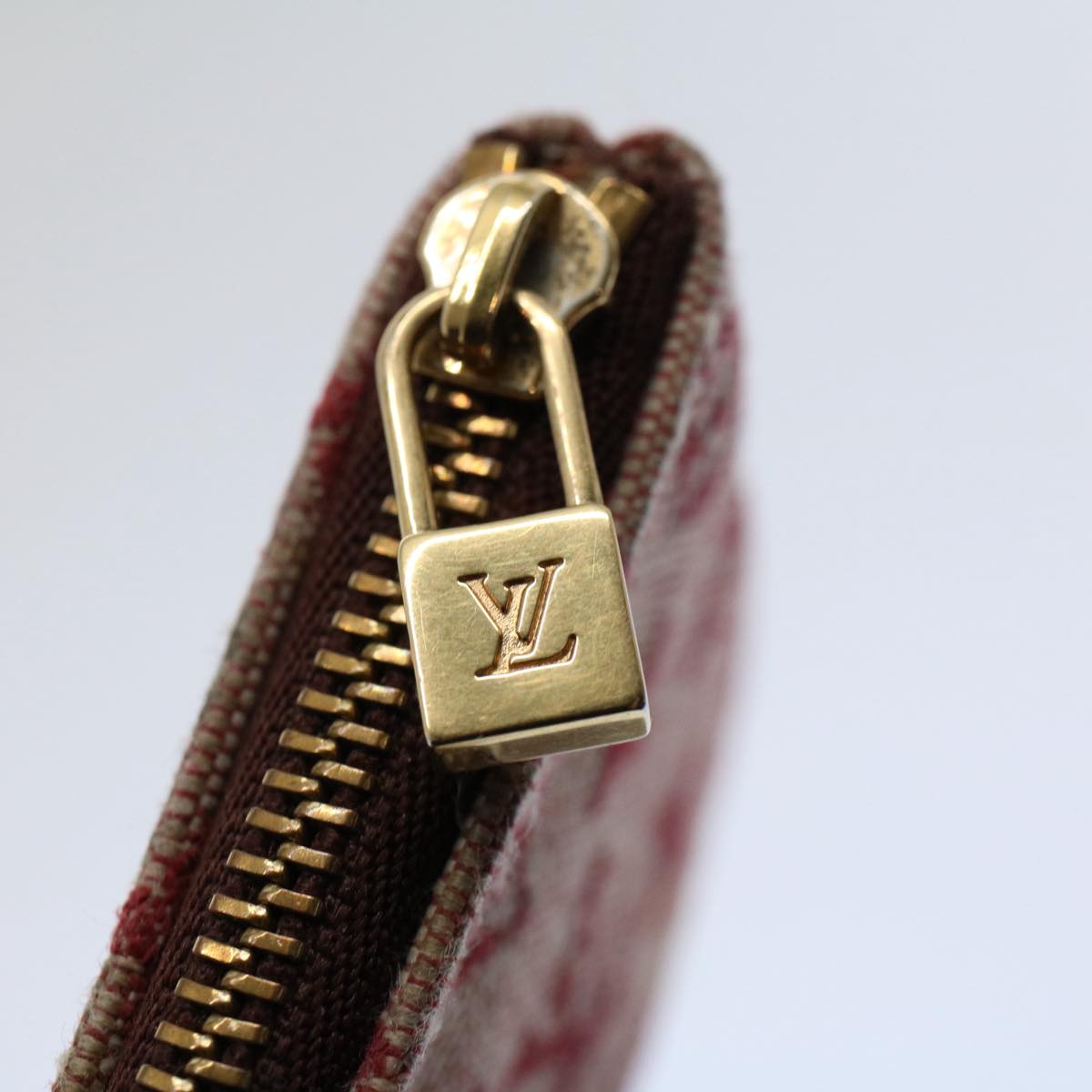 LOUIS VUITTON Monogram Mini Pochette Cles Coin Purse Red M92238 LV Auth 58988