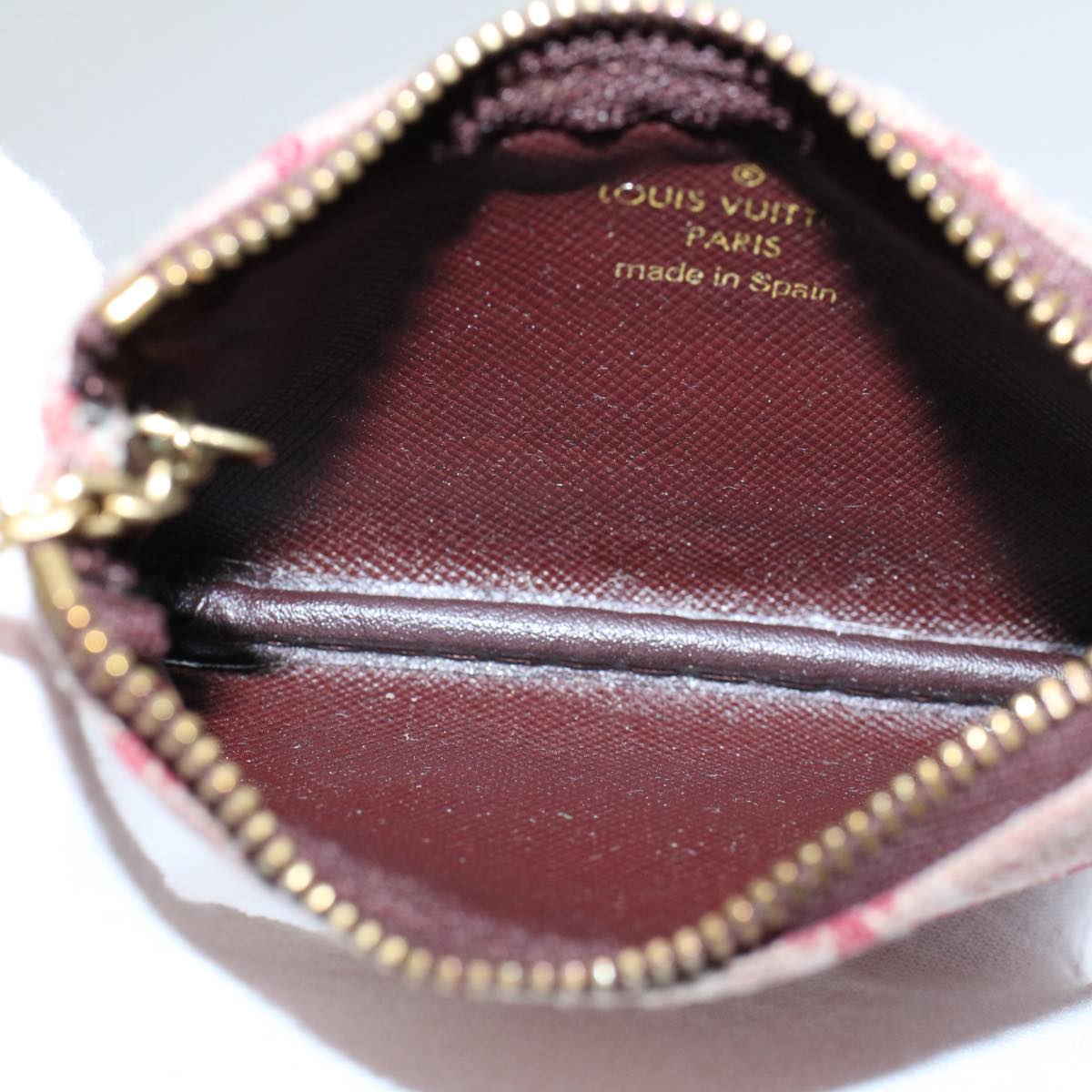 LOUIS VUITTON Monogram Mini Pochette Cles Coin Purse Red M92238 LV Auth 58988