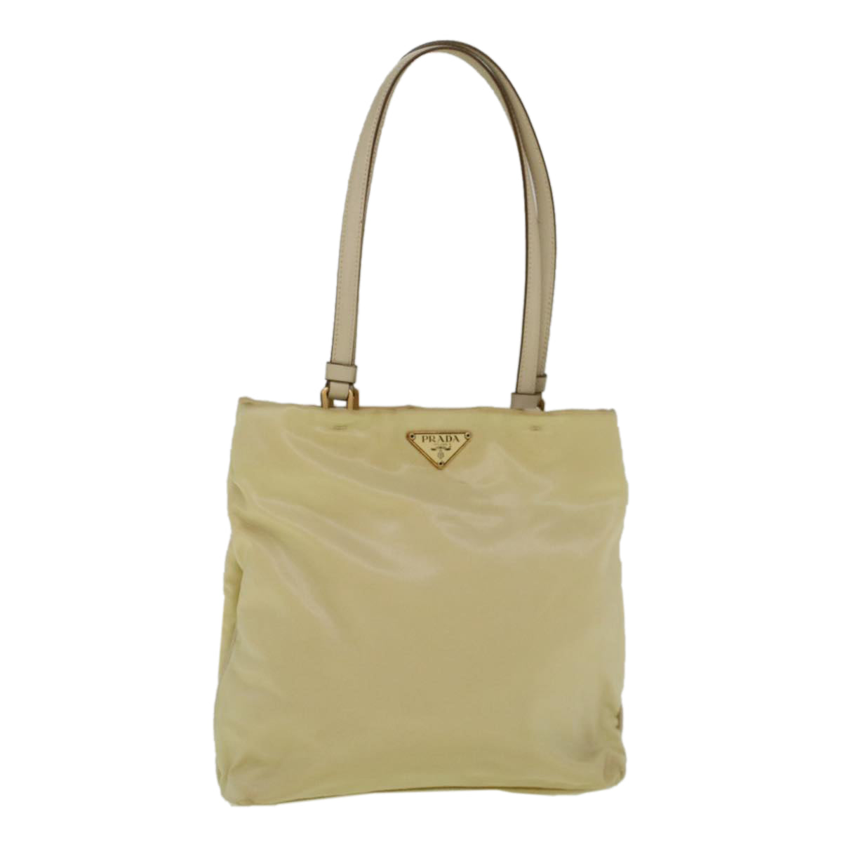 PRADA Hand Bag Nylon Cream Auth 59054