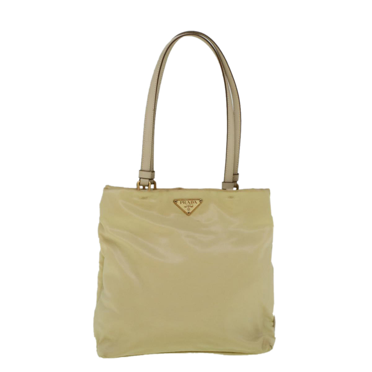 PRADA Hand Bag Nylon Cream Auth 59054